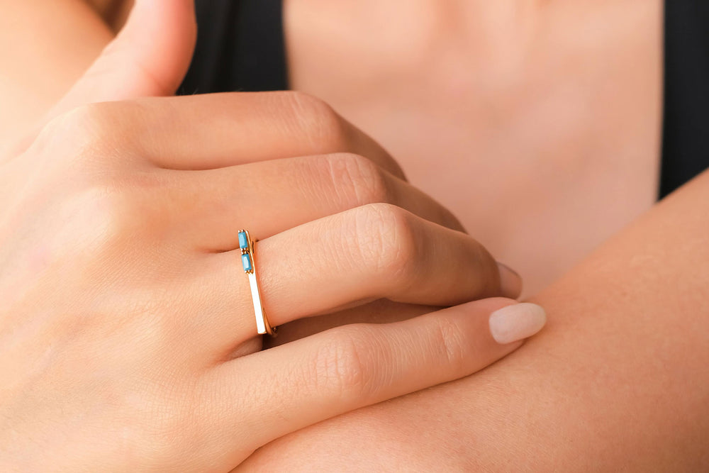 Architectural Turquoise Bar Ring
