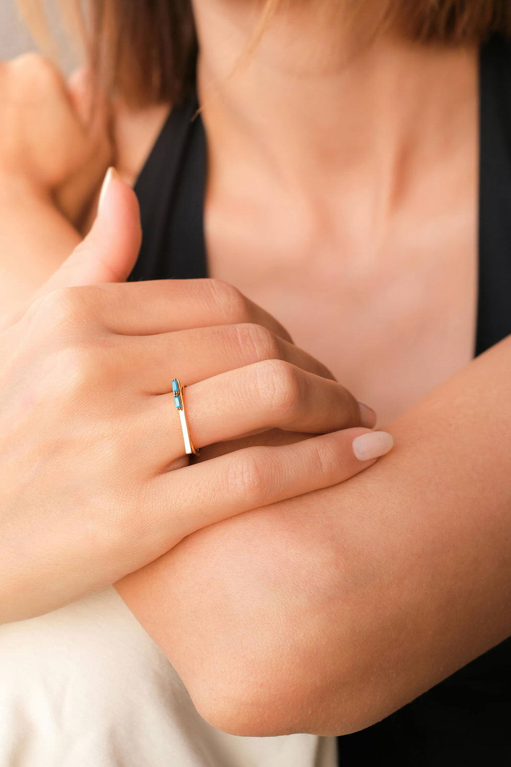 Architectural Turquoise Bar Ring