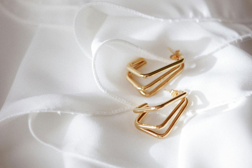 Rounded Square Hoop Trio Earrings